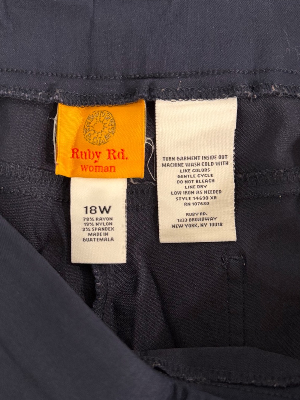 Ruby Rd. Navy Pull-On Chinos - Picture 2 of 3